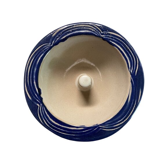 Handmade Apple Baking Dish Paris Maine Pottery Bowl Blue Tan Rustic Kitchen 1980 - Picture 3 of 7